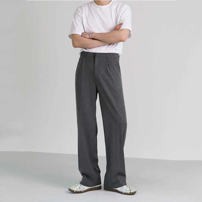 Men's Trousers Summer Loose Casual Trousers Straight-leg Drape Ice Silk Wide-leg Pants