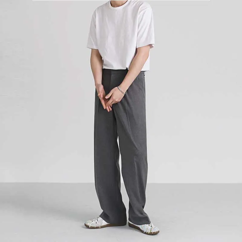 Men's Trousers Summer Loose Casual Trousers Straight-leg Drape Ice Silk Wide-leg Pants