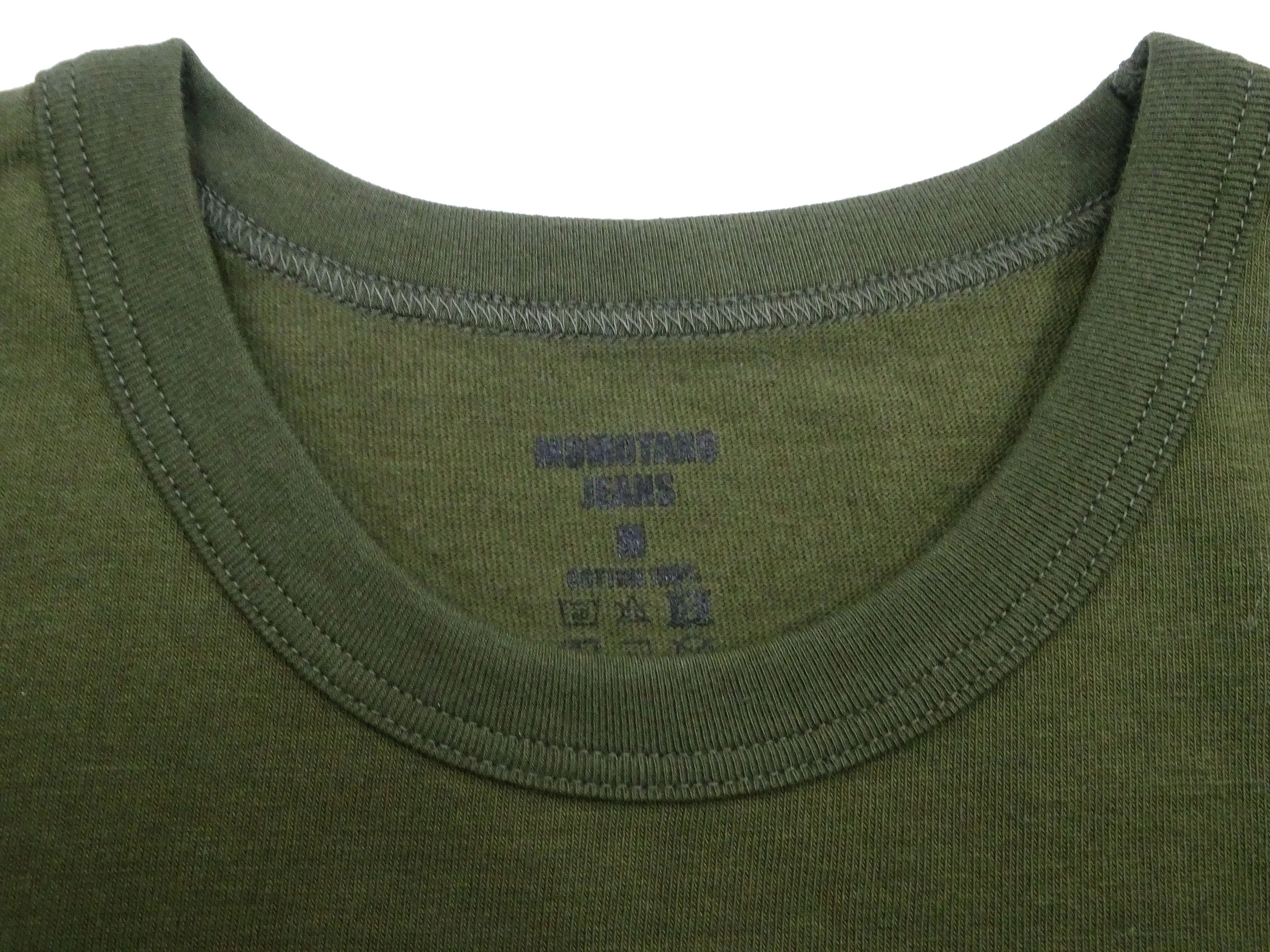 Momotaro Jeans T-shirt Men's Casual Short Sleeve Tee Shirt with GTB Stripes on Left Arm MZTS0002 Olive