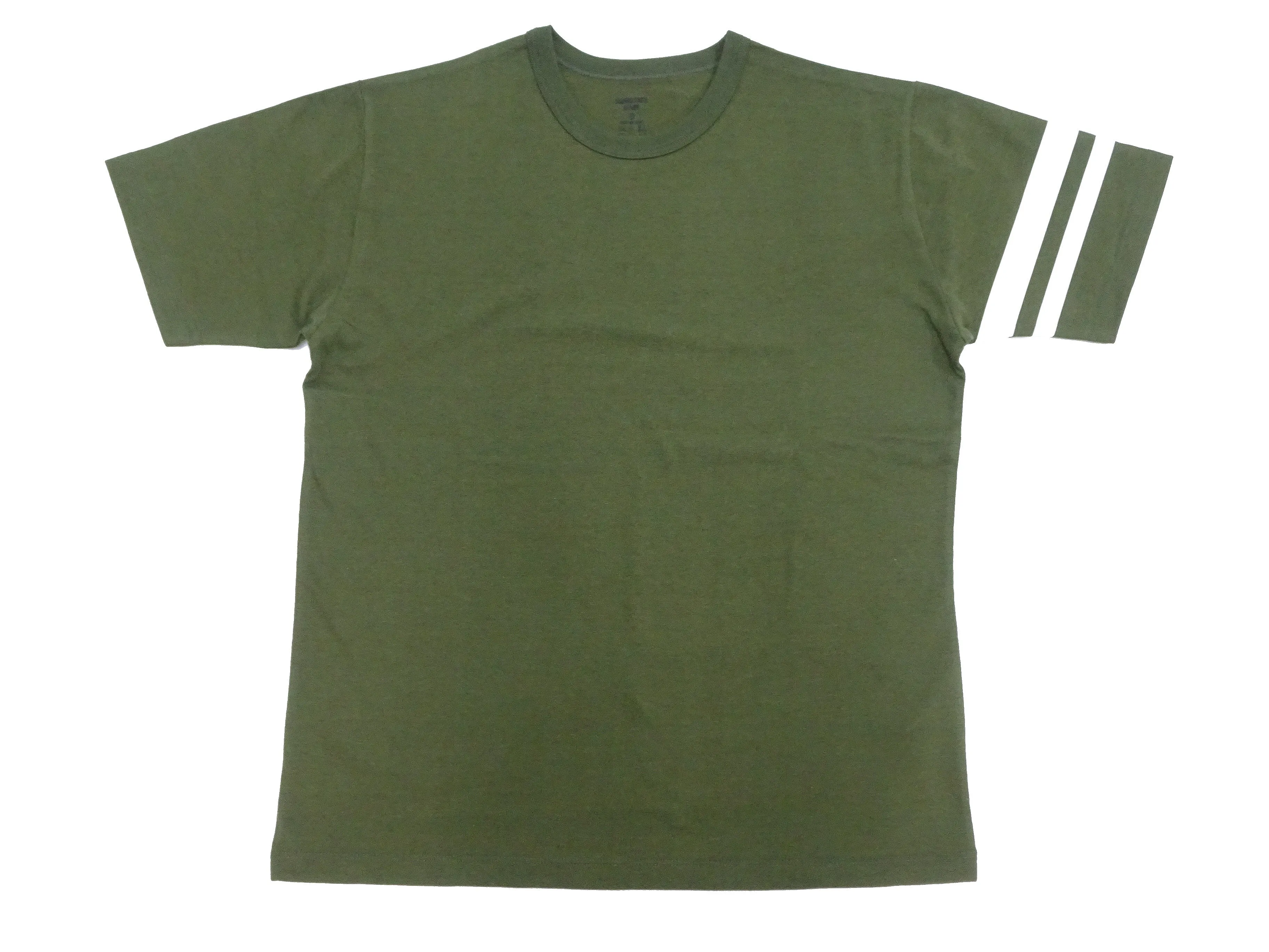 Momotaro Jeans T-shirt Men's Casual Short Sleeve Tee Shirt with GTB Stripes on Left Arm MZTS0002 Olive