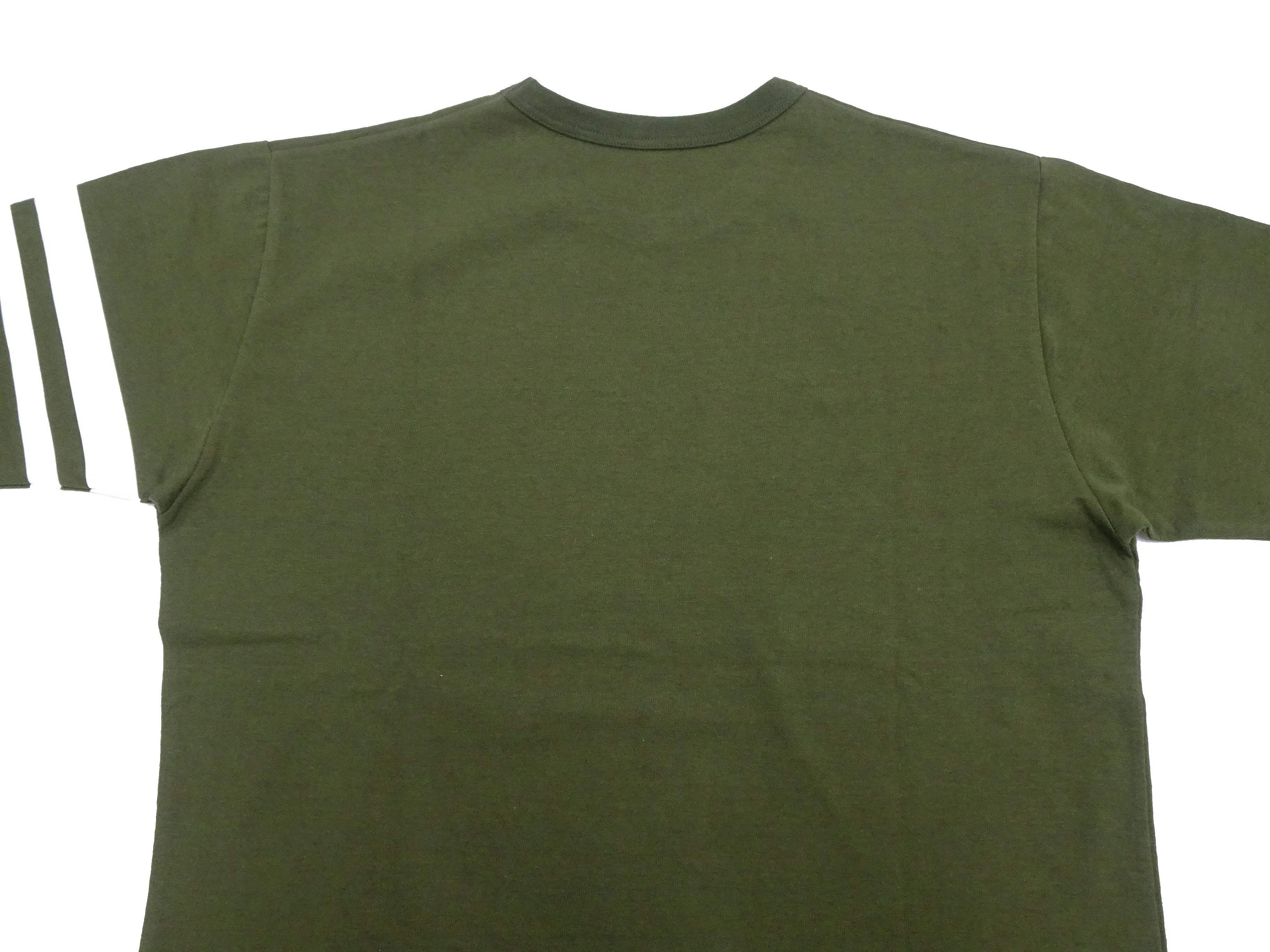 Momotaro Jeans T-shirt Men's Casual Short Sleeve Tee Shirt with GTB Stripes on Left Arm MZTS0002 Olive