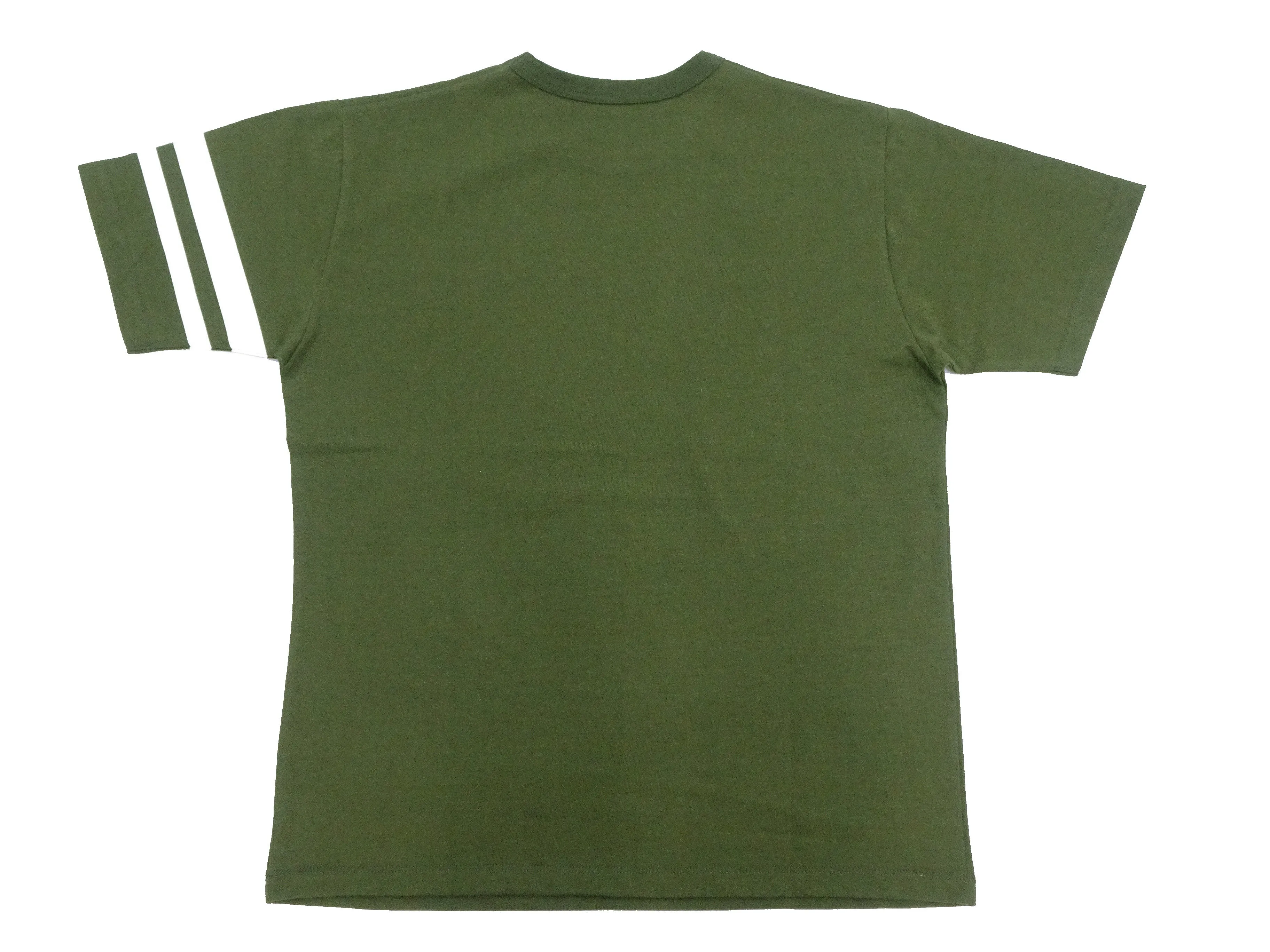Momotaro Jeans T-shirt Men's Casual Short Sleeve Tee Shirt with GTB Stripes on Left Arm MZTS0002 Olive