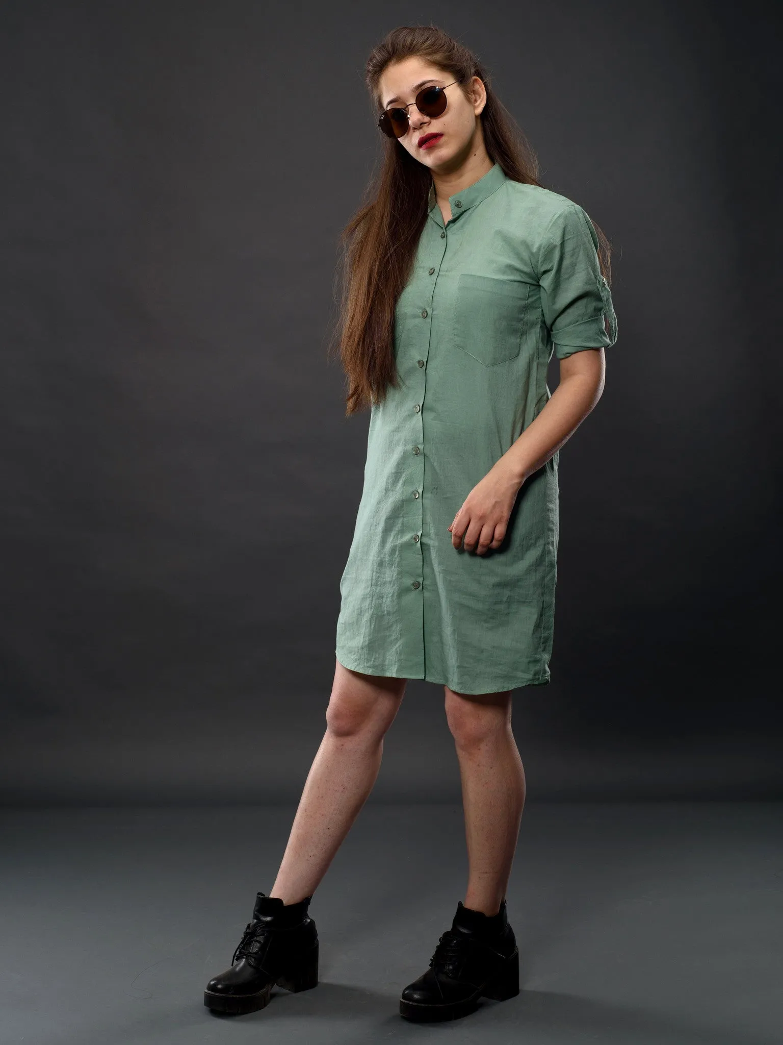 Olive Shirt Dress