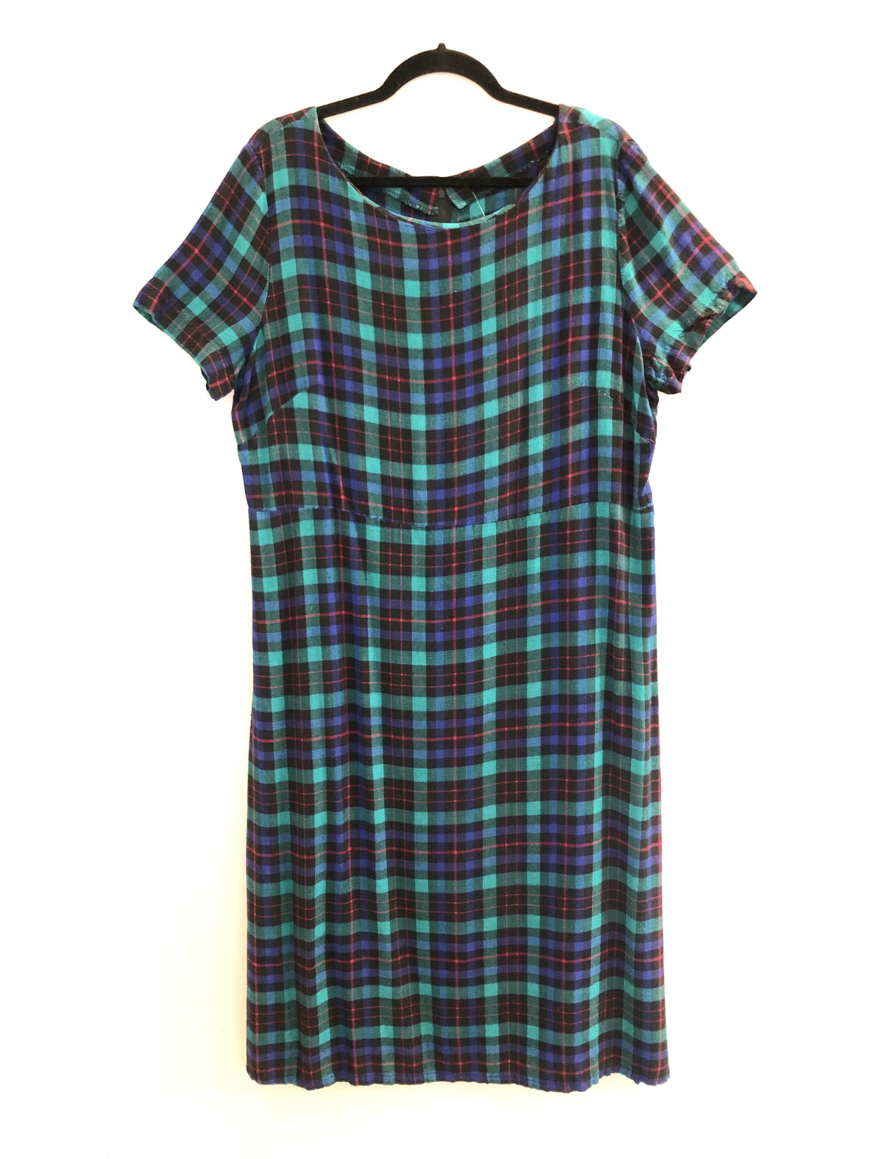Plaid Short-Sleeved 80s Dress