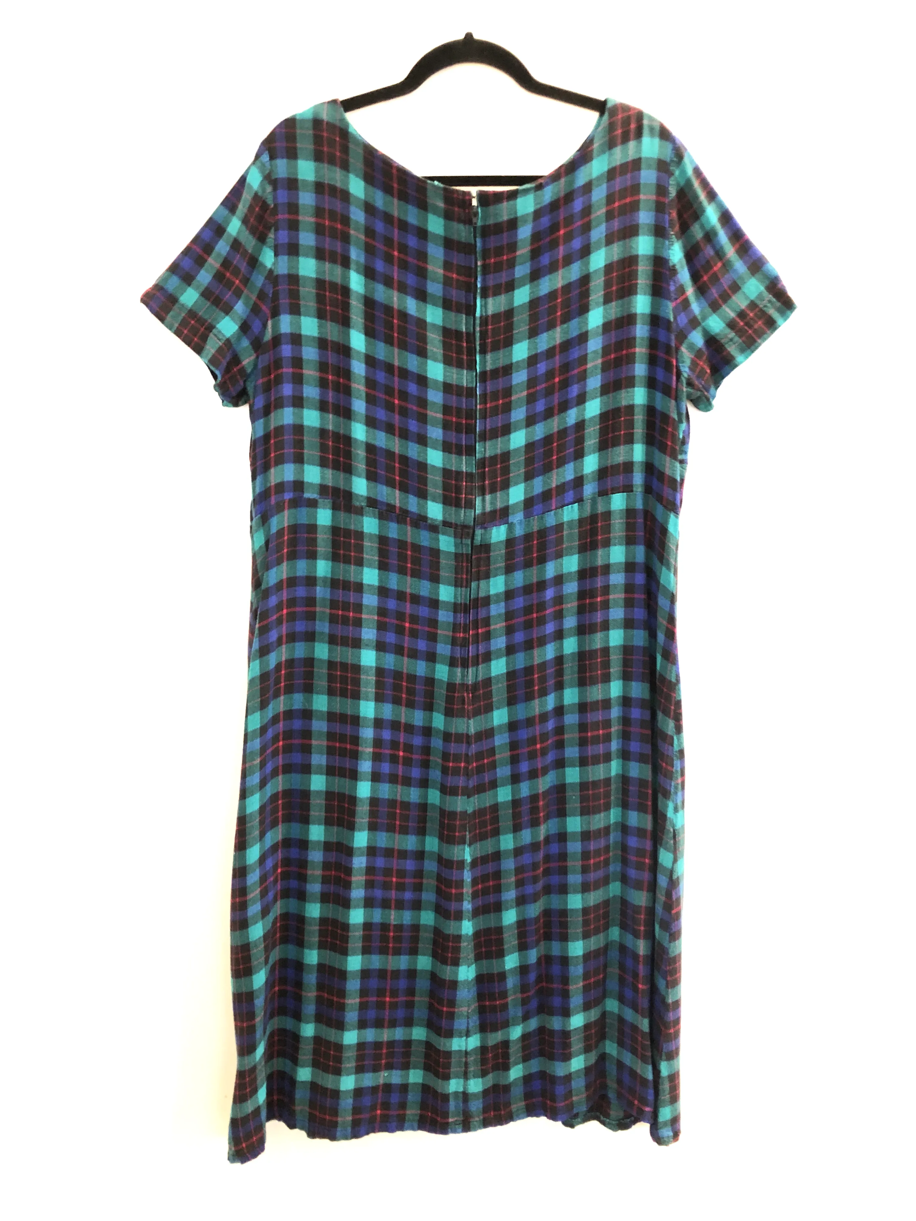 Plaid Short-Sleeved 80s Dress