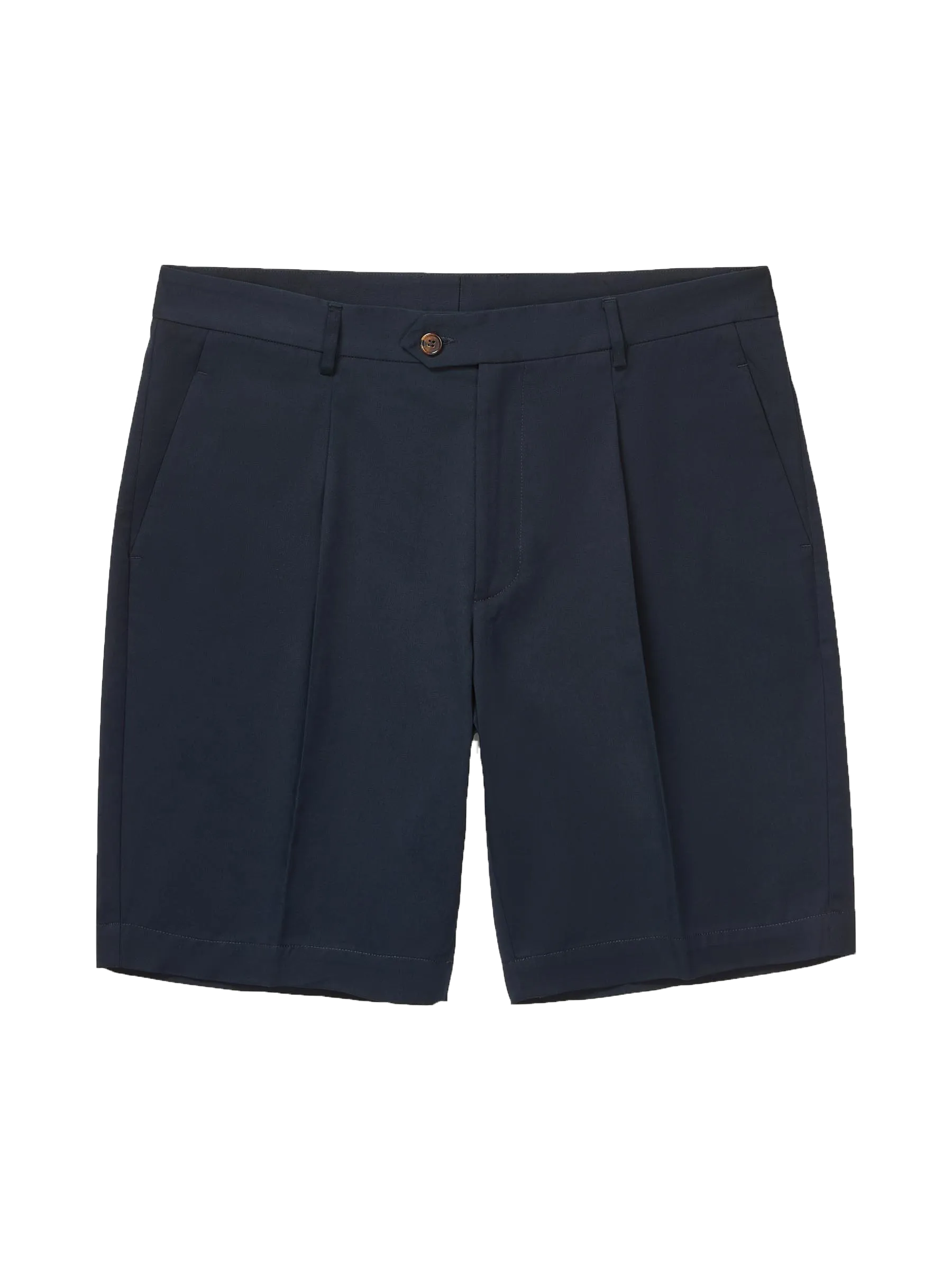 Pleated Short | 100% Cotton Twill | Navy