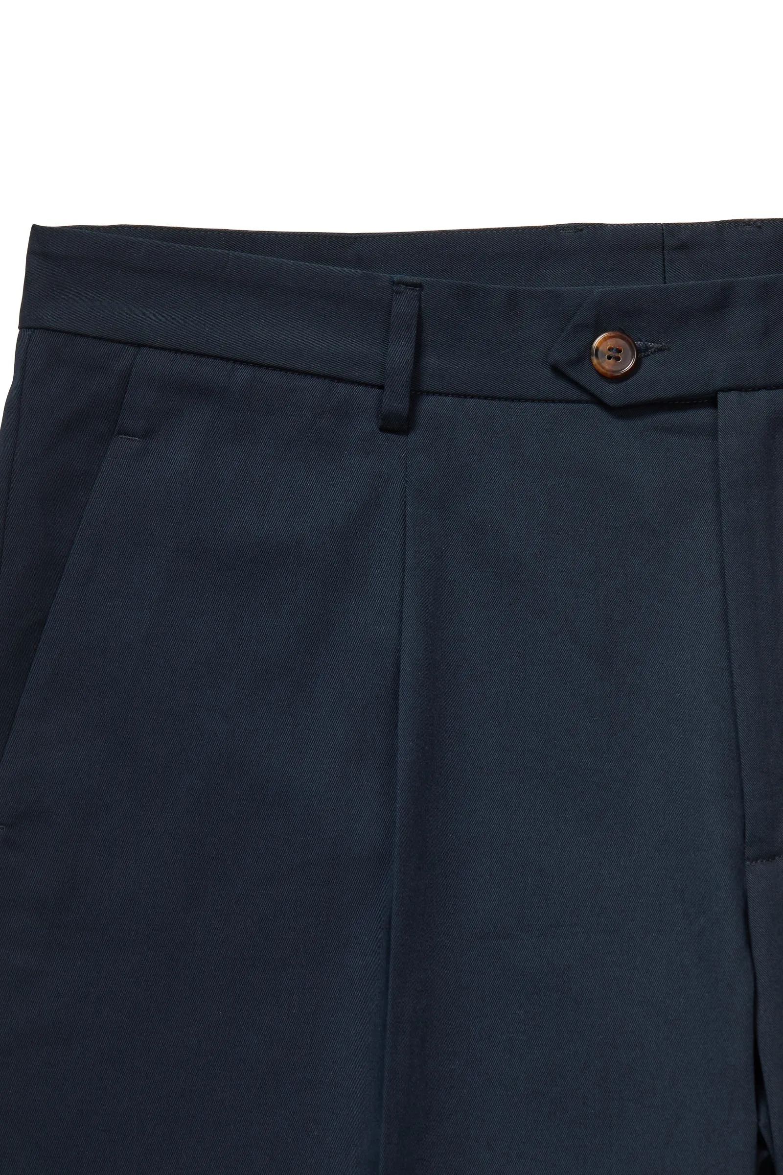 Pleated Short | 100% Cotton Twill | Navy