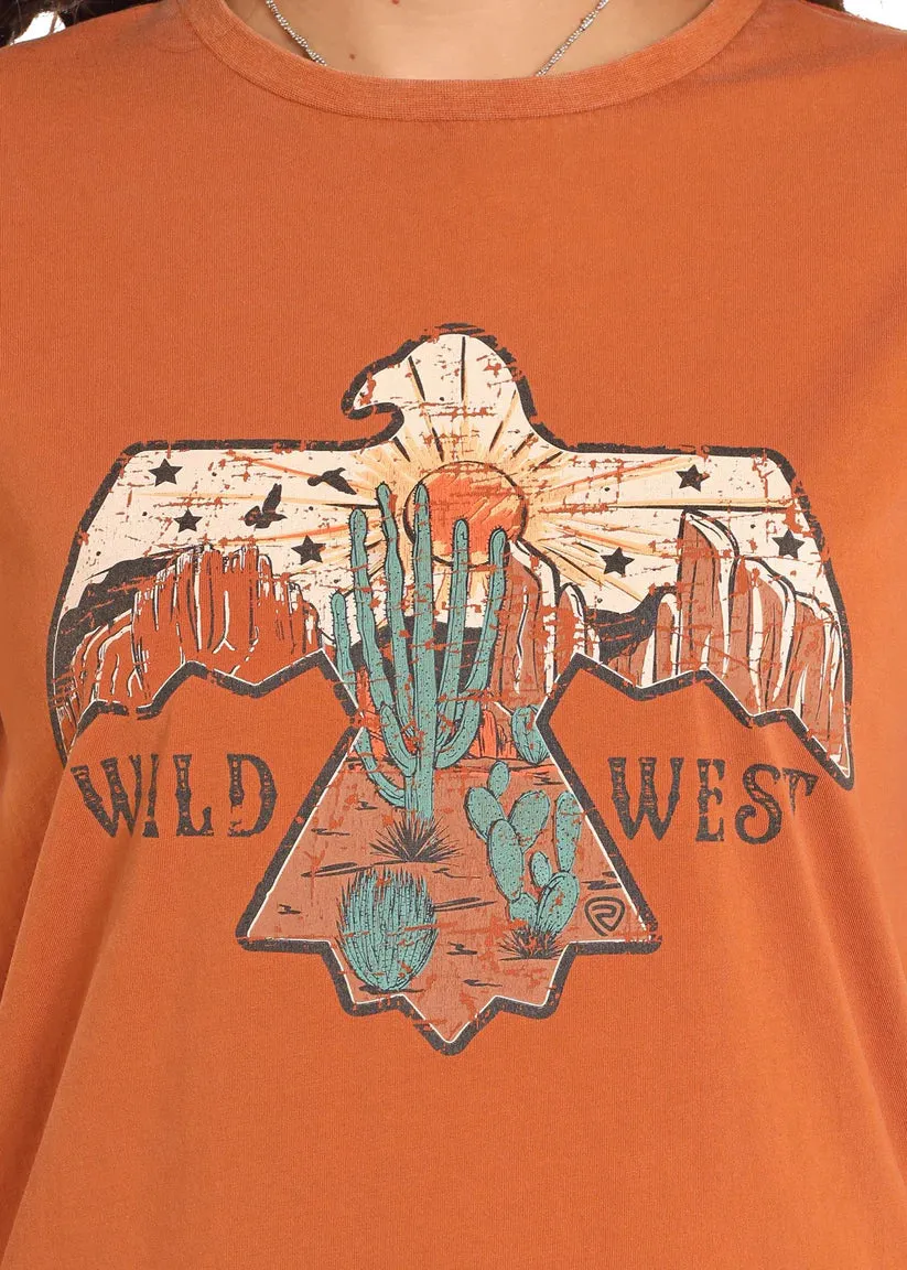 Rock & Roll Womens Eagle Graphic T-Shirt Rust