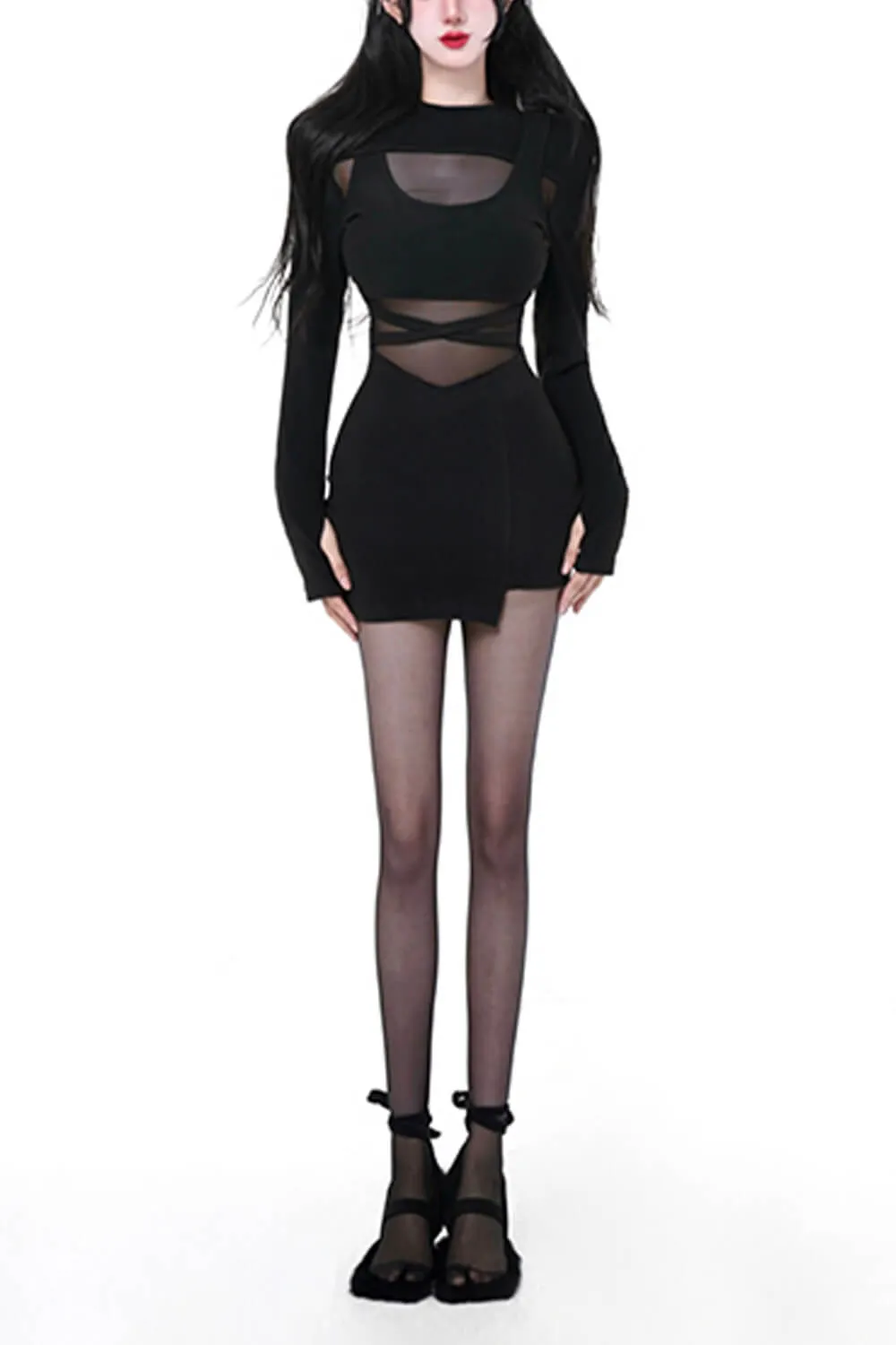 Sexy EGirl Dress Long-Sleeved Extreme Shoulder Top