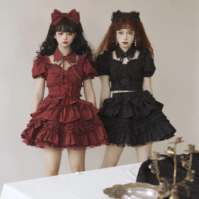Sweet Wine Red Lolita Dress Set