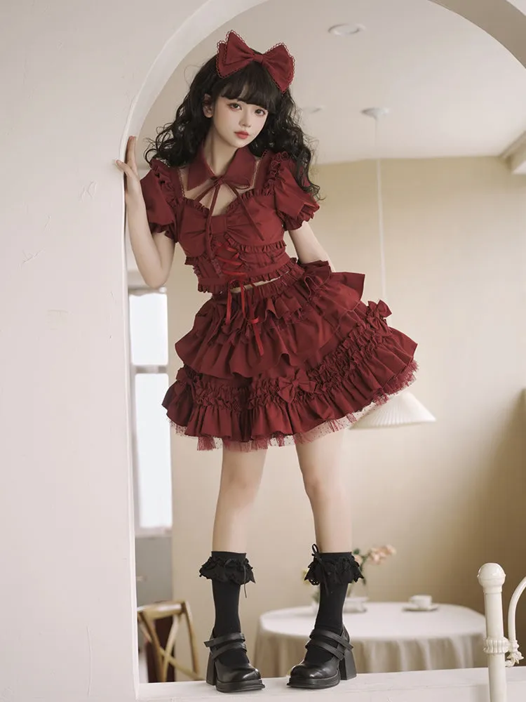 Sweet Wine Red Lolita Dress Set
