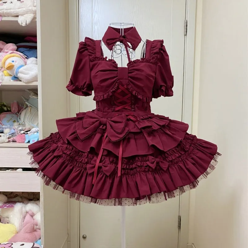 Sweet Wine Red Lolita Dress Set