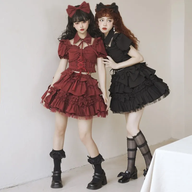 Sweet Wine Red Lolita Dress Set