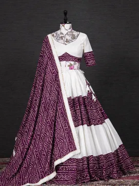 Wine Color Foil And Printed Pure Cotton Lehenga Choli