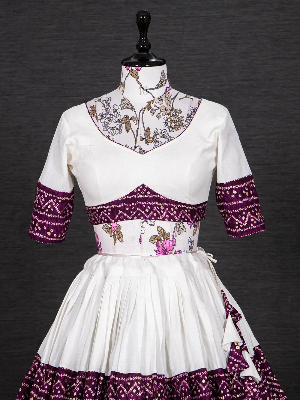 Wine Color Foil And Printed Pure Cotton Lehenga Choli