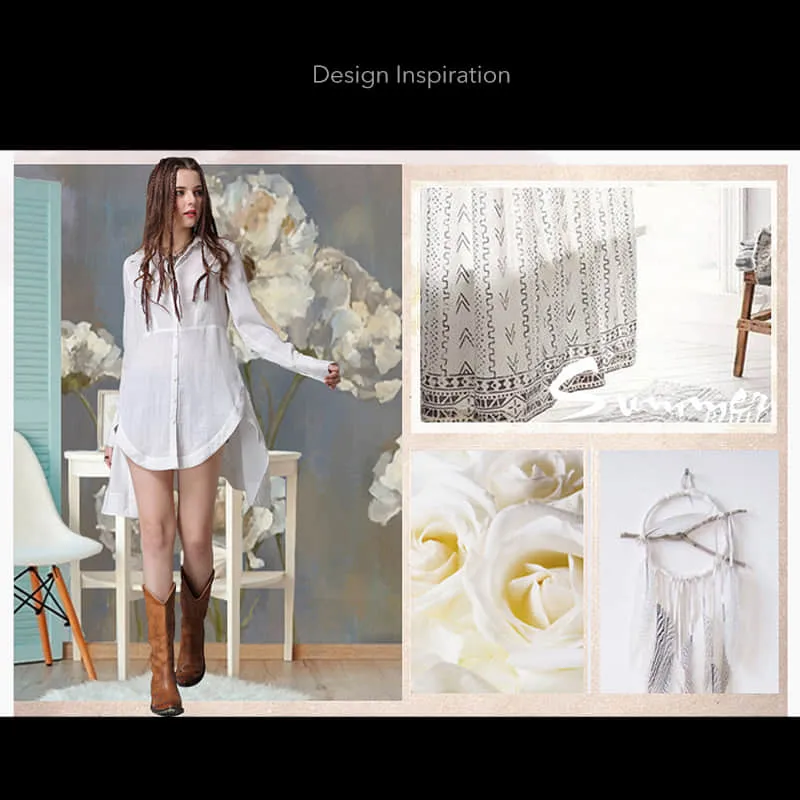 Women's irregular waist long-sleeved cotton and linen top